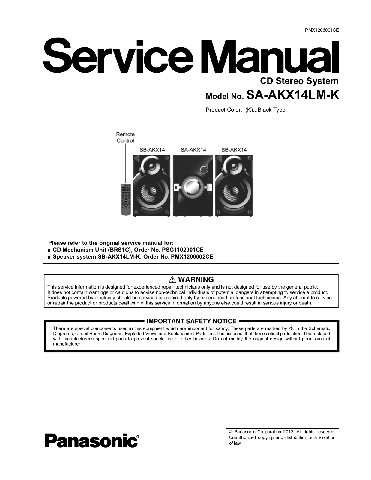 Panasonic SA-AKX14LM Schematic