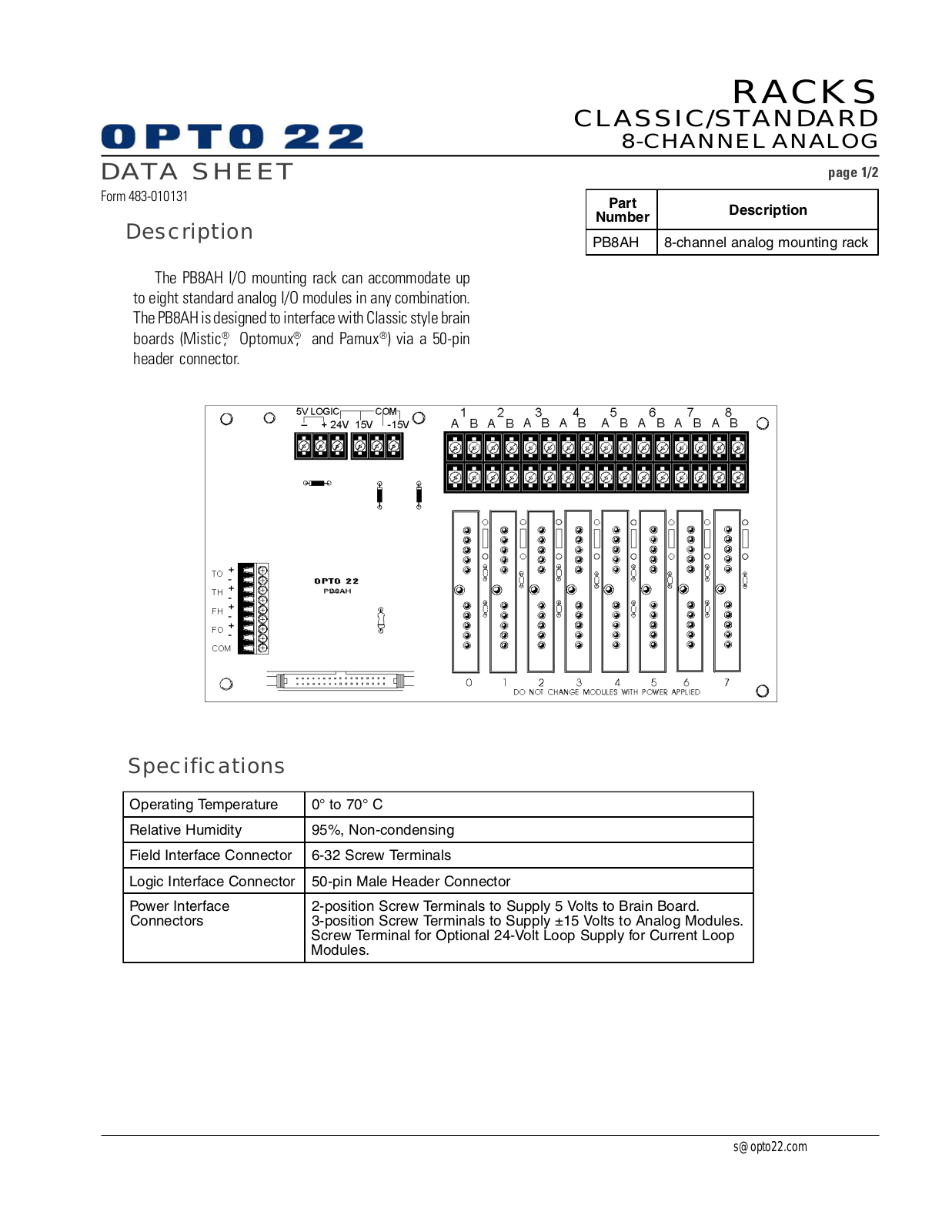 Opto 22 PB8AH Data Sheet - ManualMachine.com
