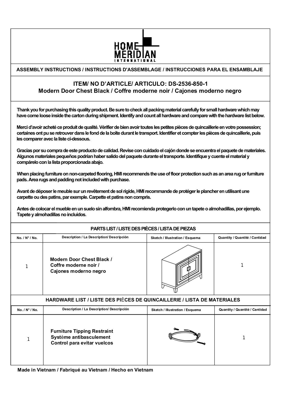 HomeFare DS25368501 Assembly Guide