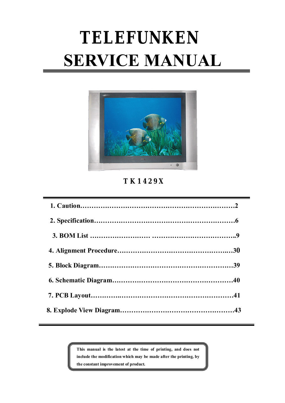 Telefunken TK-1429-X Service Manual