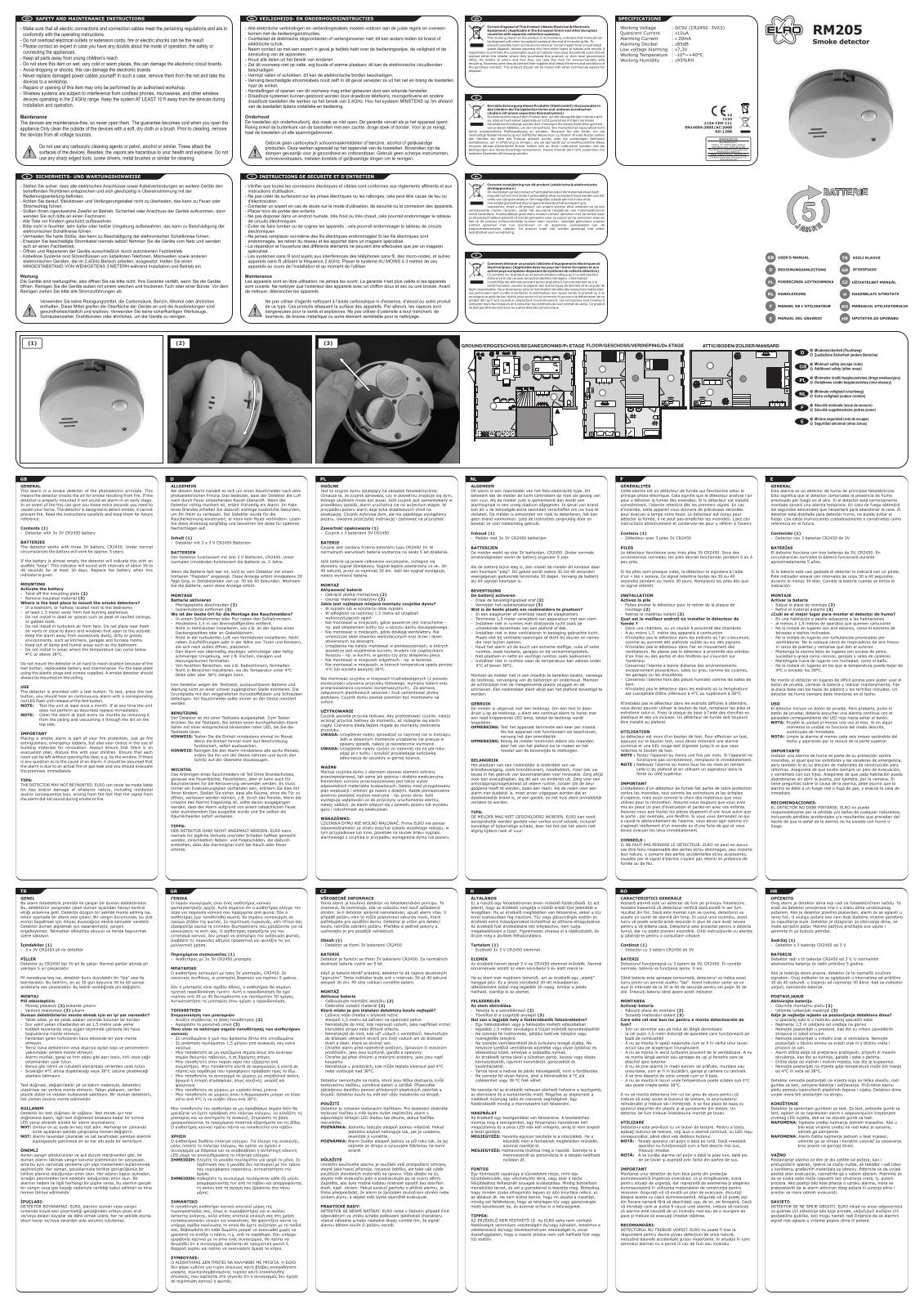 ELRO RM205 User guide