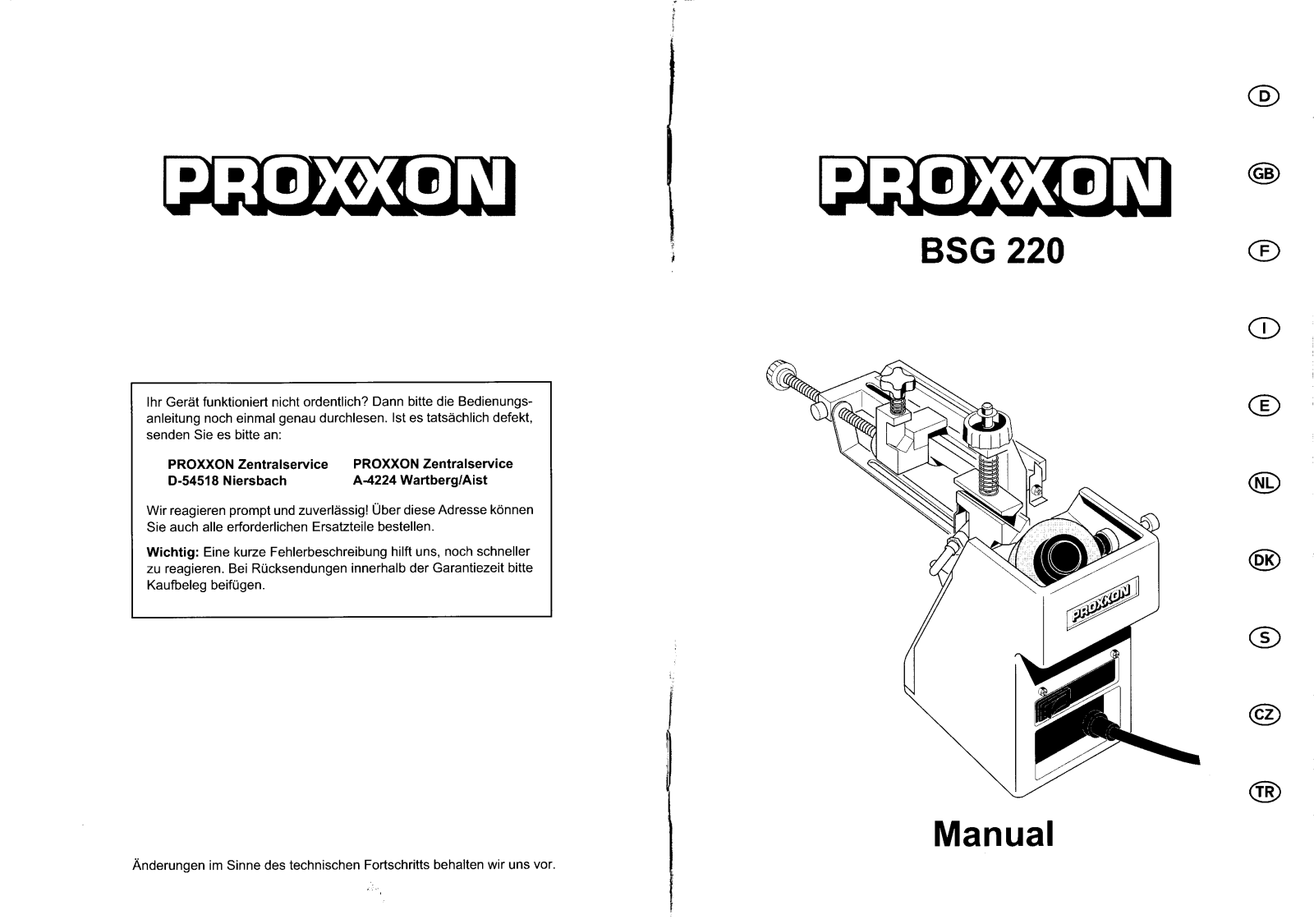 Proxxon BSG220 User guide