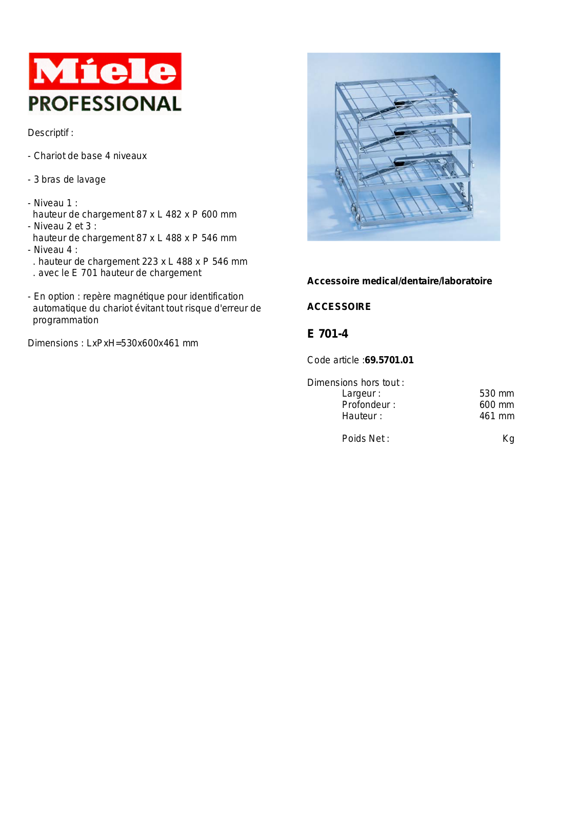 MIELE E 701-4 DESCRIPTIF User Manual - ManualMachine.com
