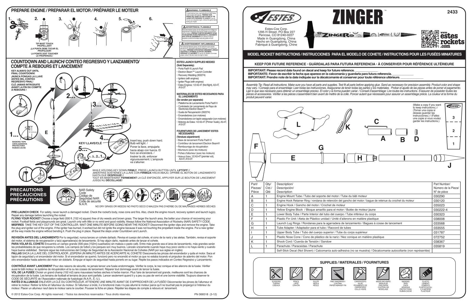 ESTES Zinger User Manual