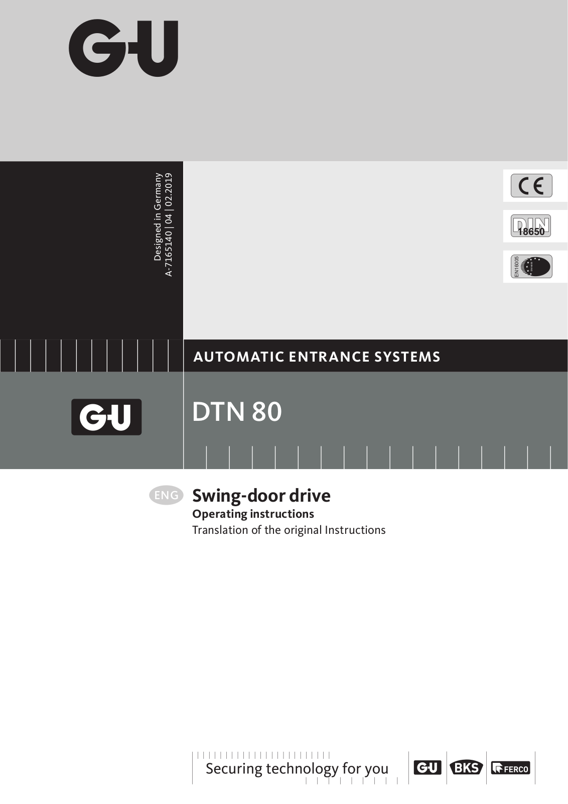 GU DTN 80 Operating Instructions Manual