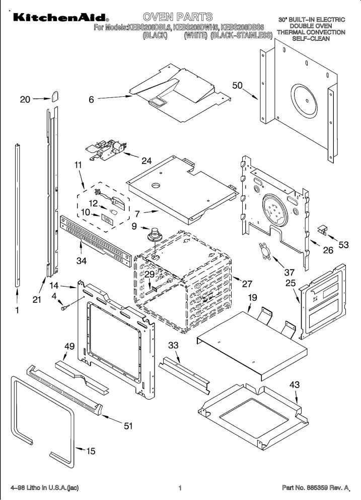 KitchenAid KEBS208DWH6 Parts List