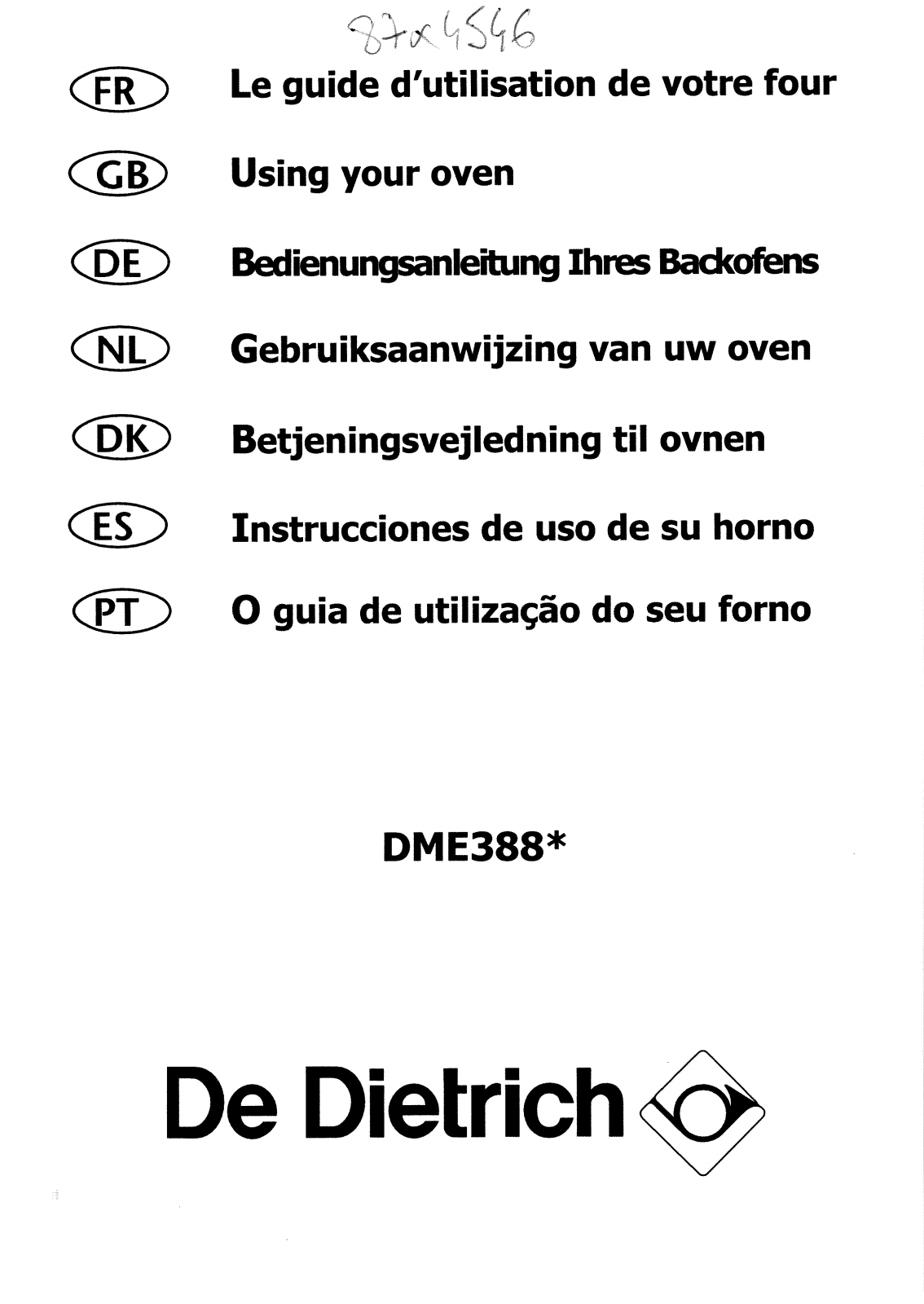 DE DIETRICH DME 388 XE1 User Manual