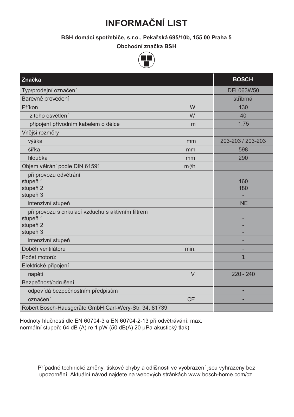 Bosch DFL063W50 User Manual