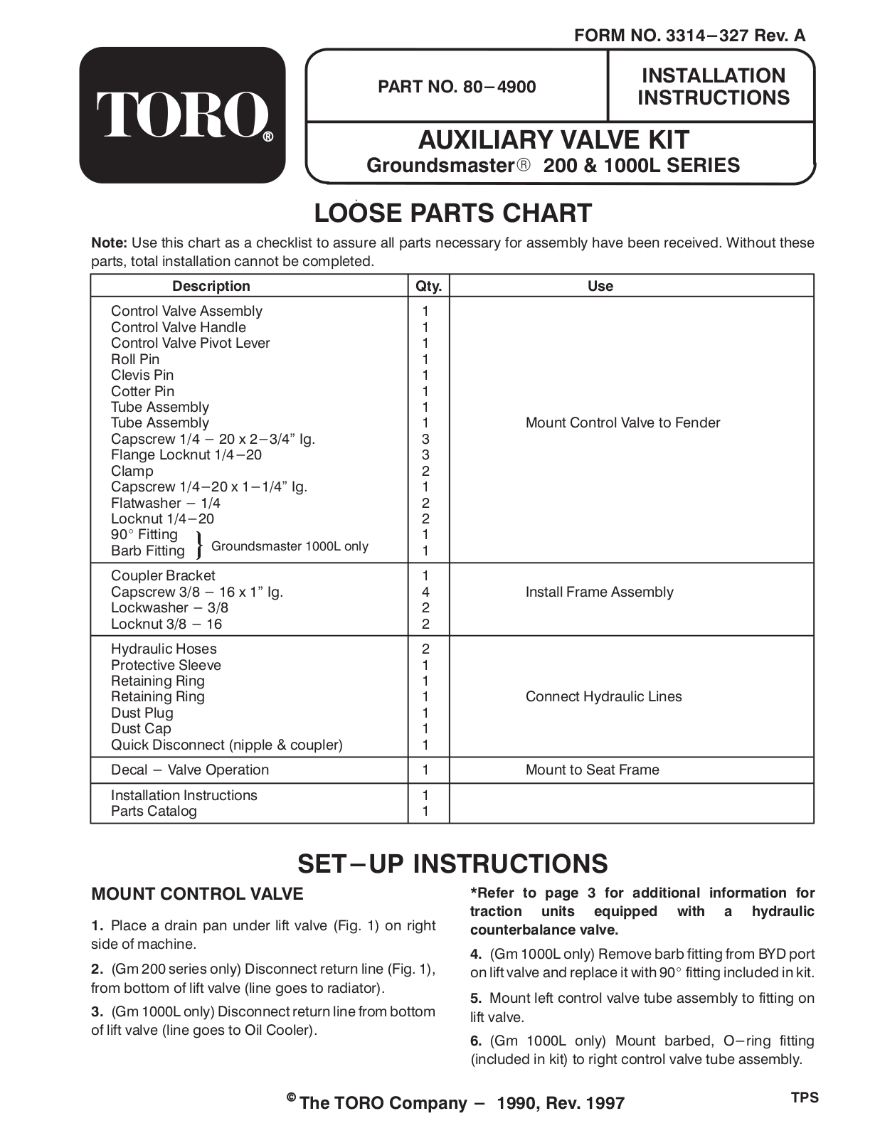 Toro 80-4900 Operator's Manual