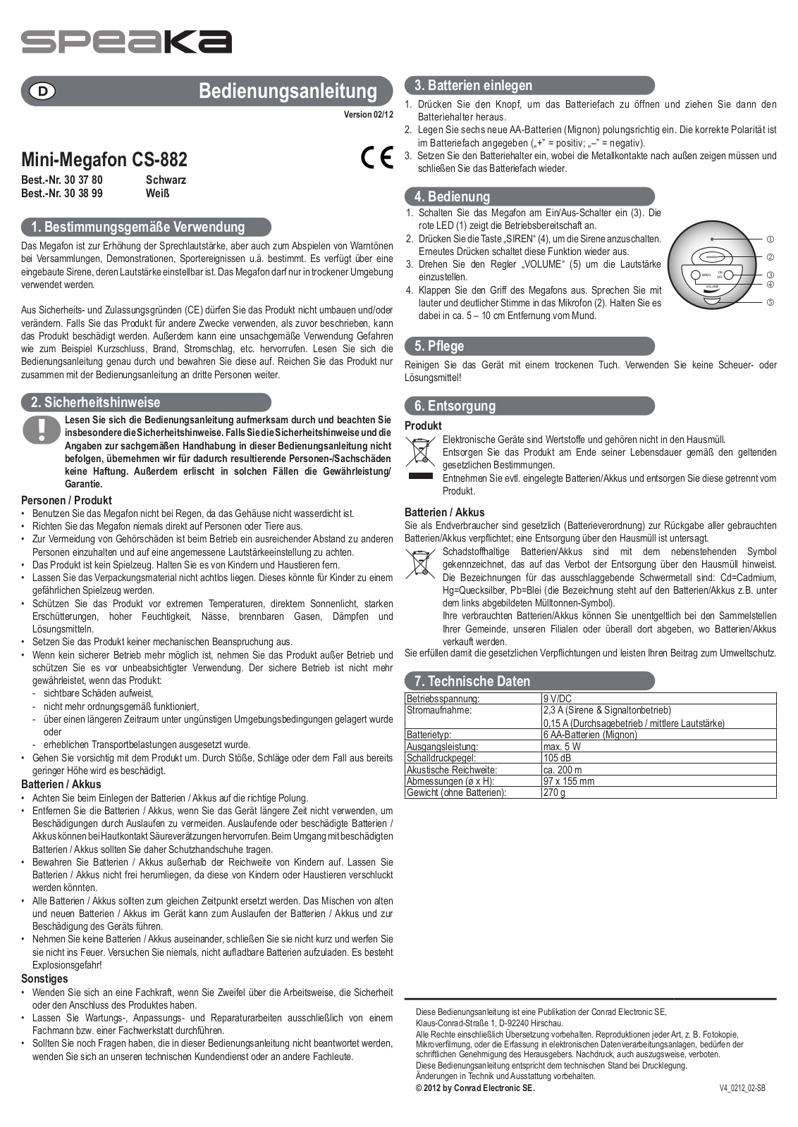 SpeaKa Professional CS-882 User guide