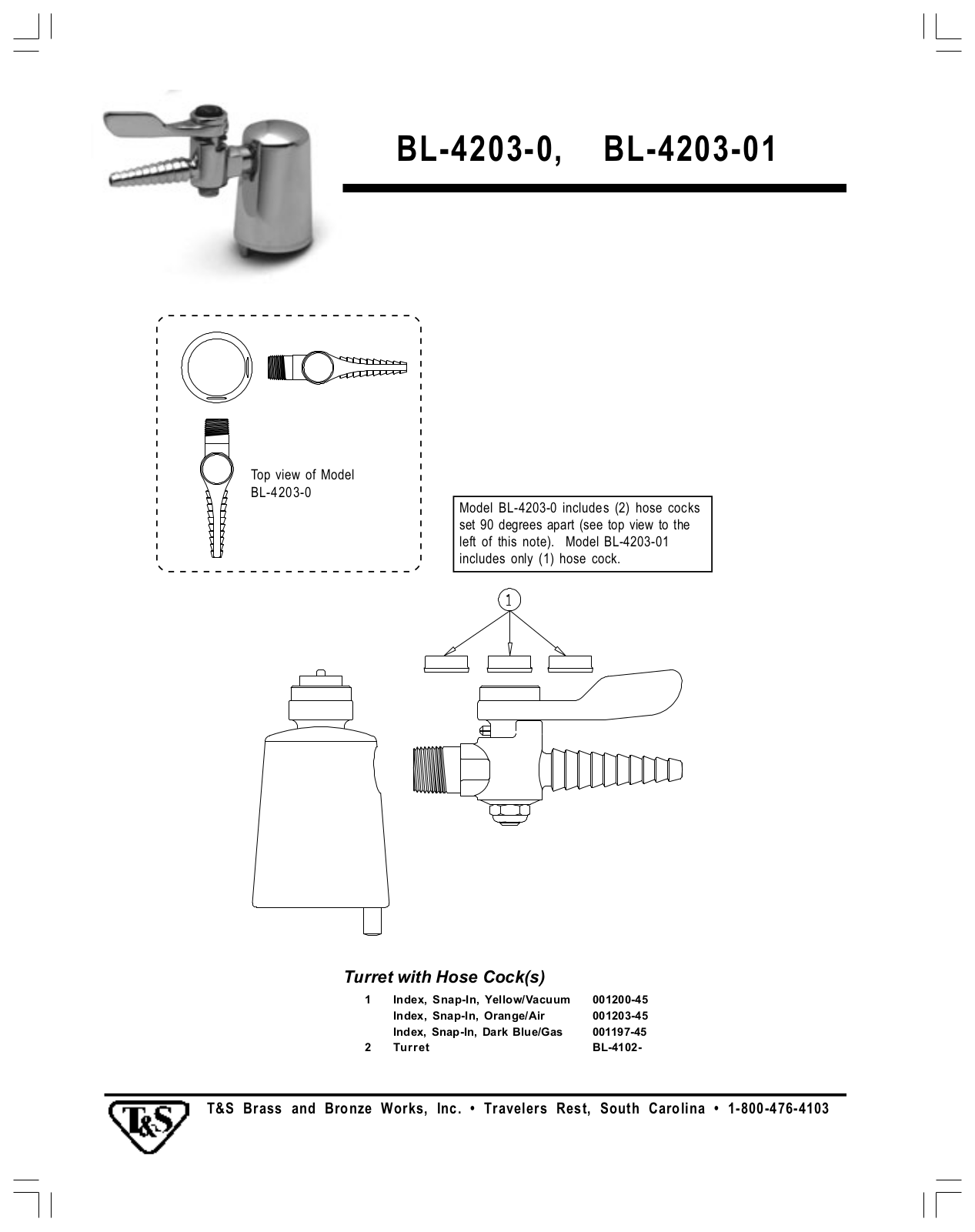 T & S Brass & Bronze Works BL-4203-0 Part Manual