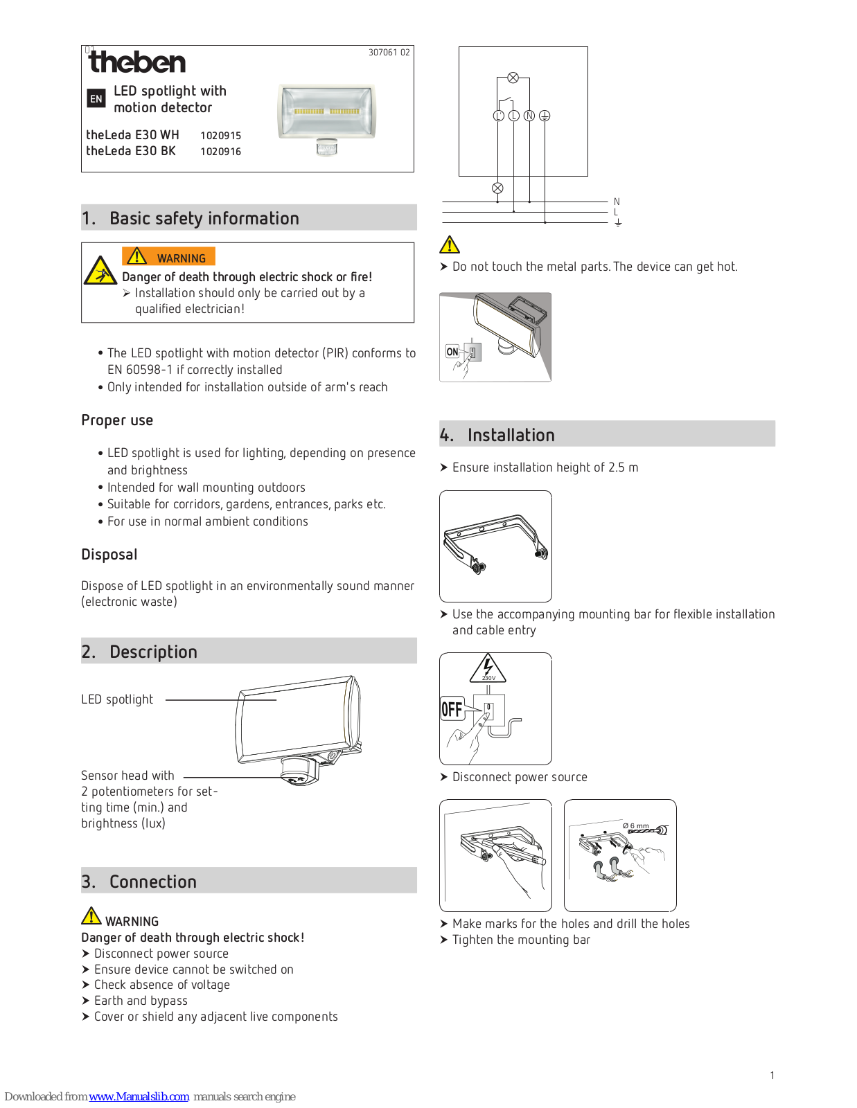 Theben theLeda E30 WH, theLeda E30 BK User Manual