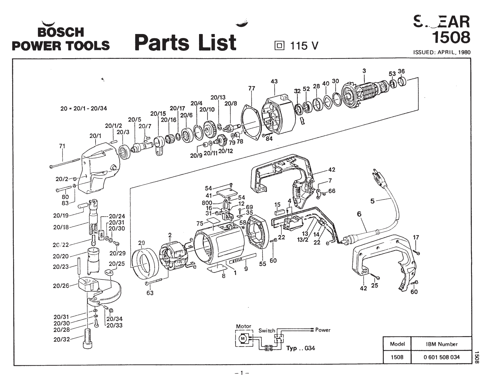 Bosch 1508 Parts List