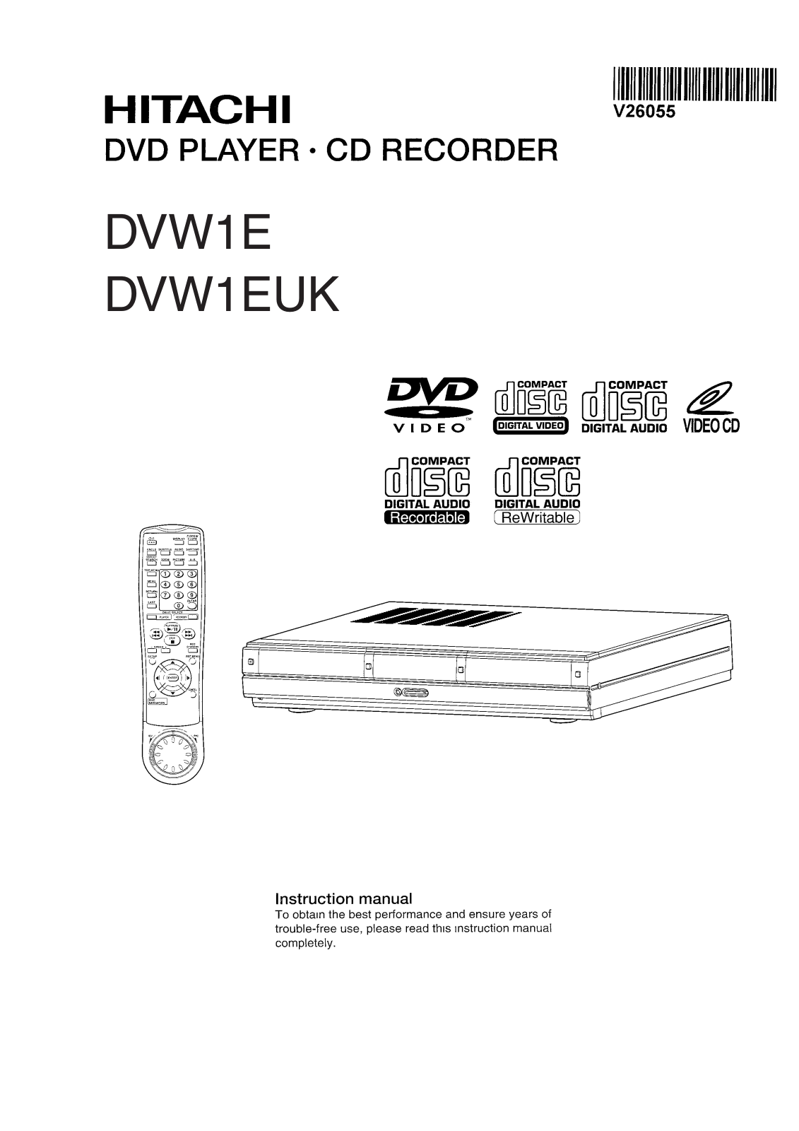 Hitachi DVW1EUK, DV-W1E User Manual