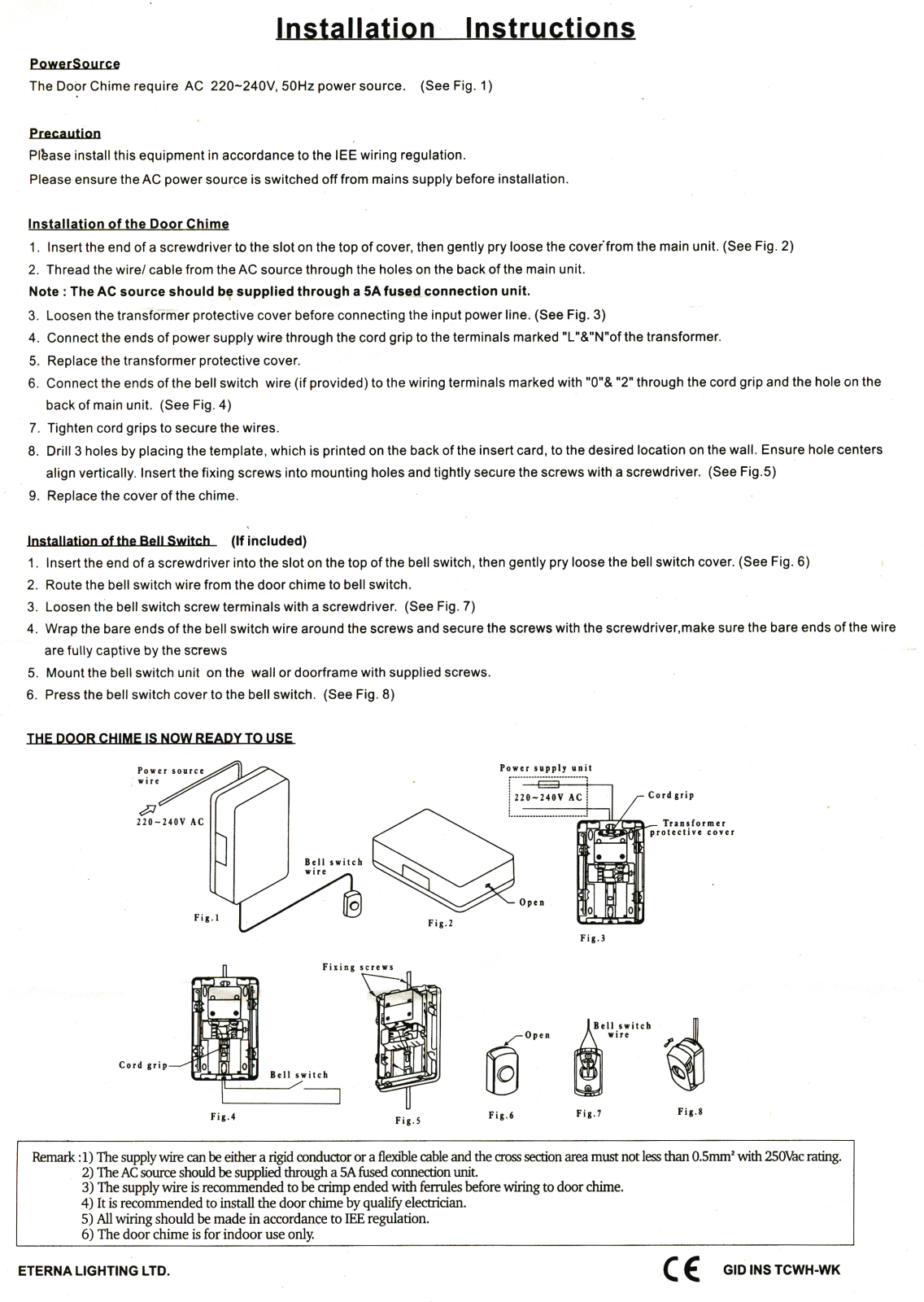 Eterna TCWH Installation Instructions - ManualMachine.com