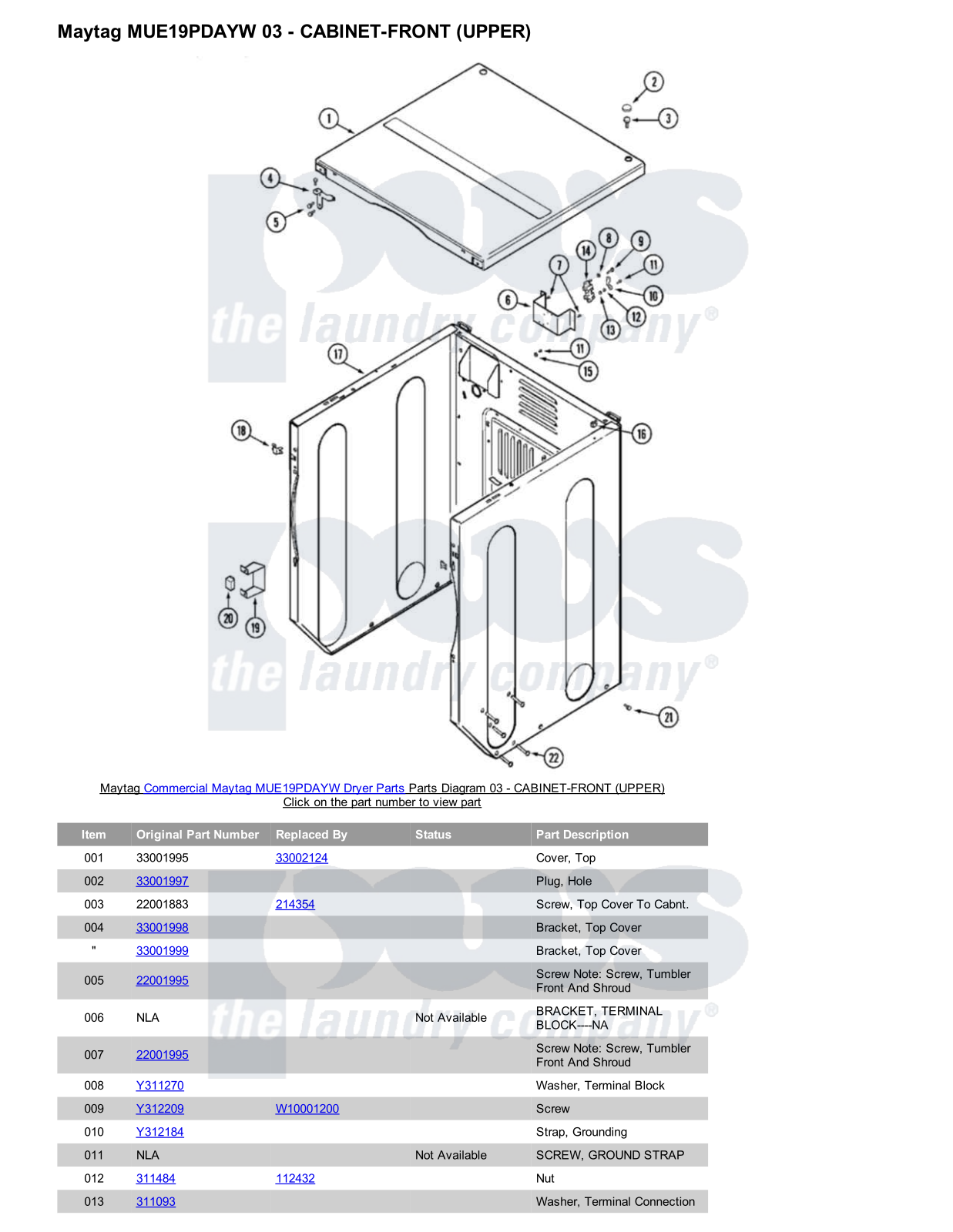 Maytag MUE19PDAYW Parts Diagram