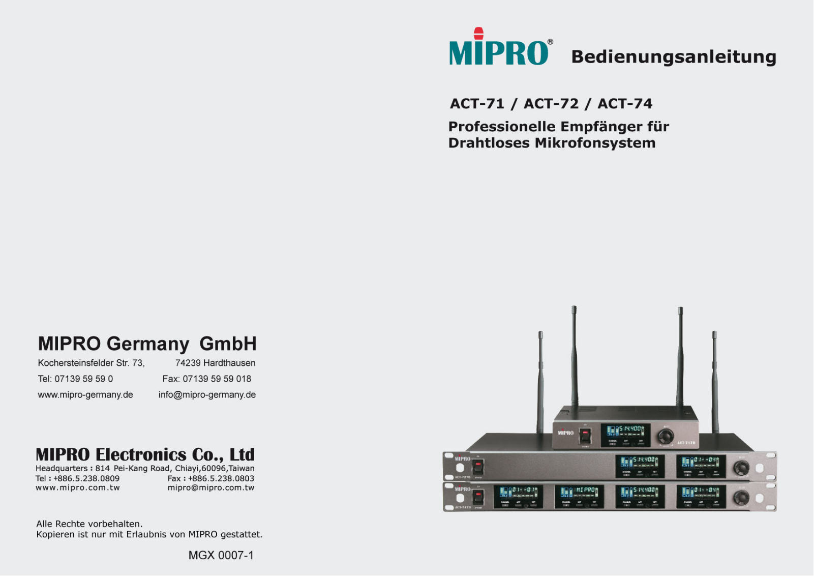 Mipro ACT-74 Operating instructions - ManualMachine.com