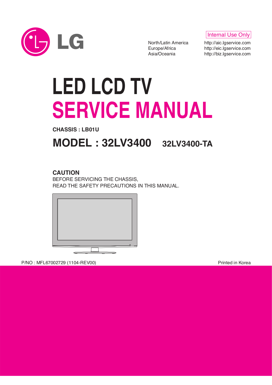 LG 32LV3400, 32LV3400-TA Schematic
