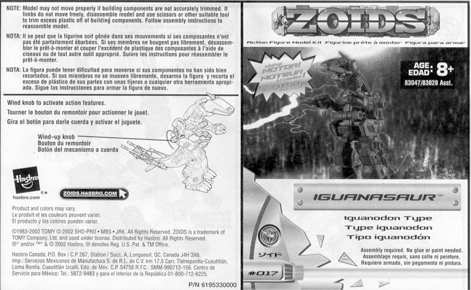 Hasbro ZOIDS IGUANASAUR User Manual