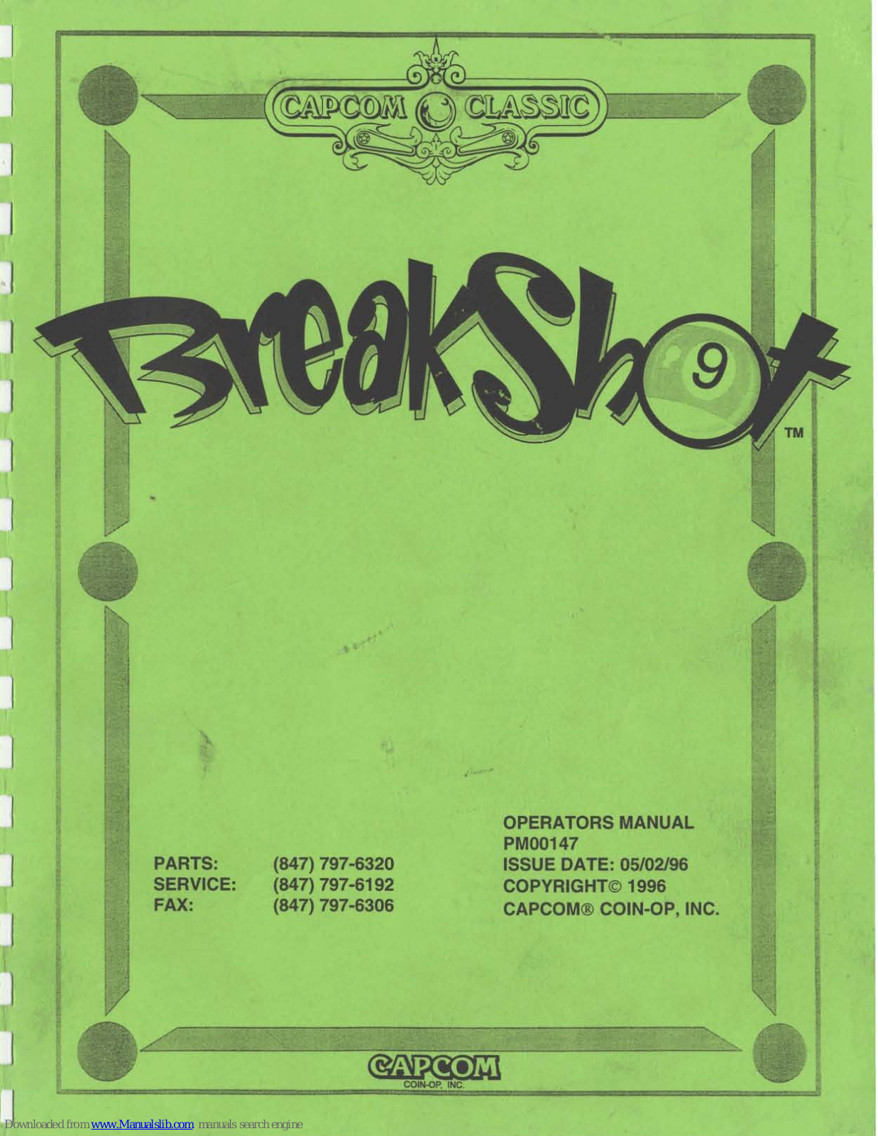 Capcom Breakshot Operator's Manual - ManualMachine.com