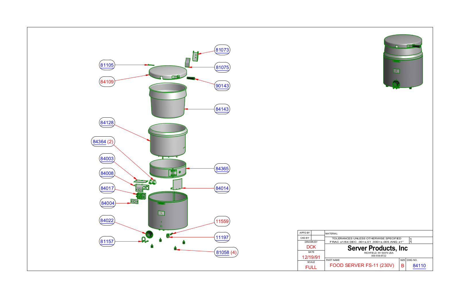 Server 84110 Parts Manual