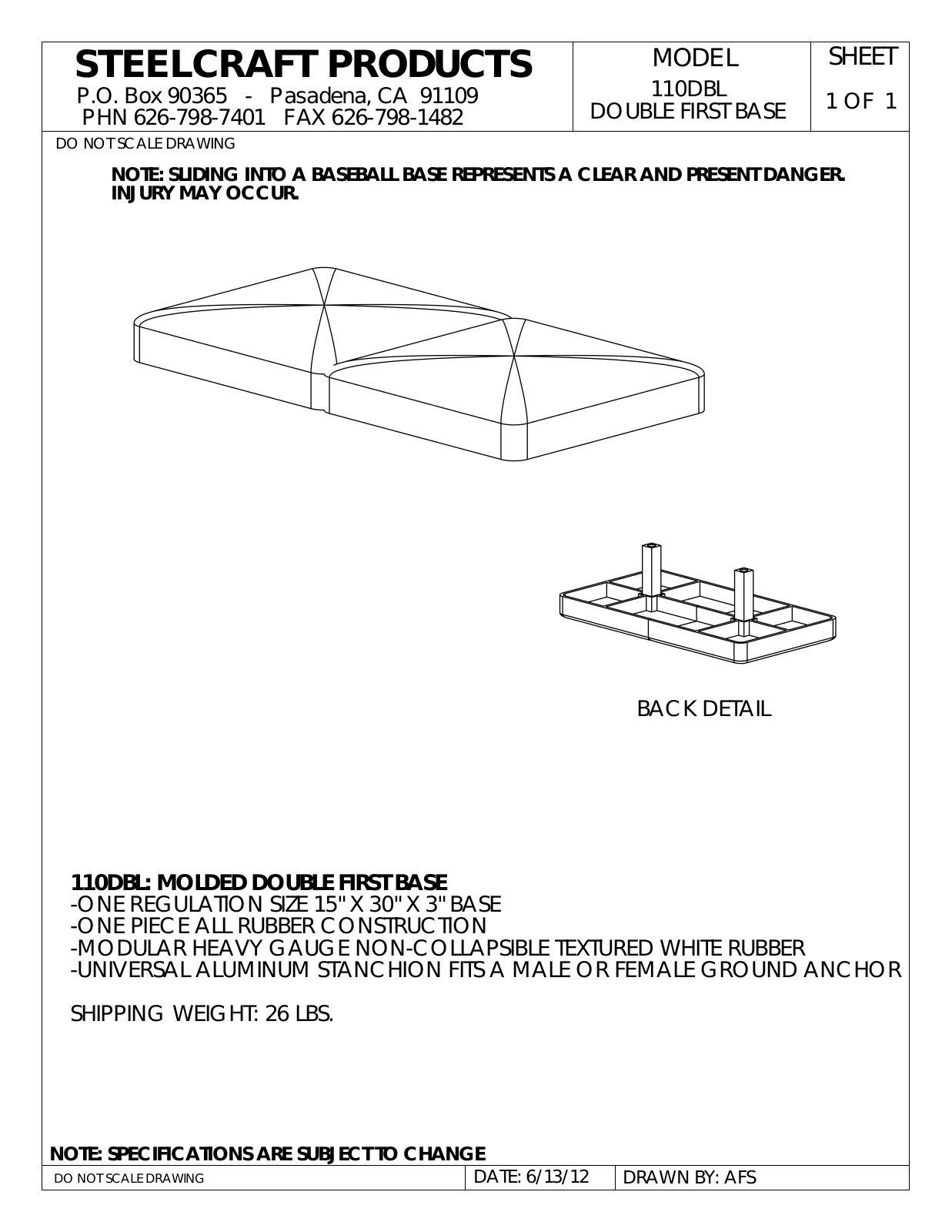 LA STEELCRAFT 110-DBL User Manual