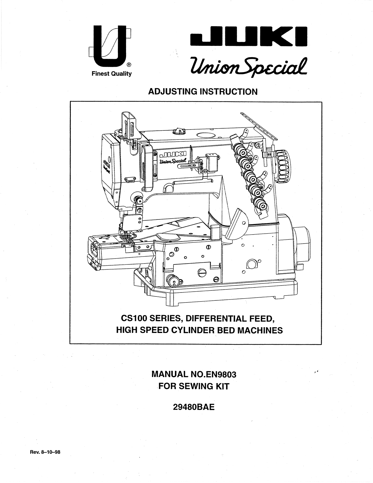 Union Special 29480BAE Parts List