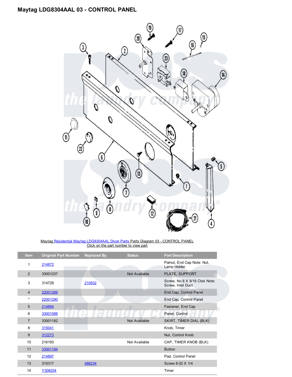 Maytag LDG8304AAL Parts Diagram