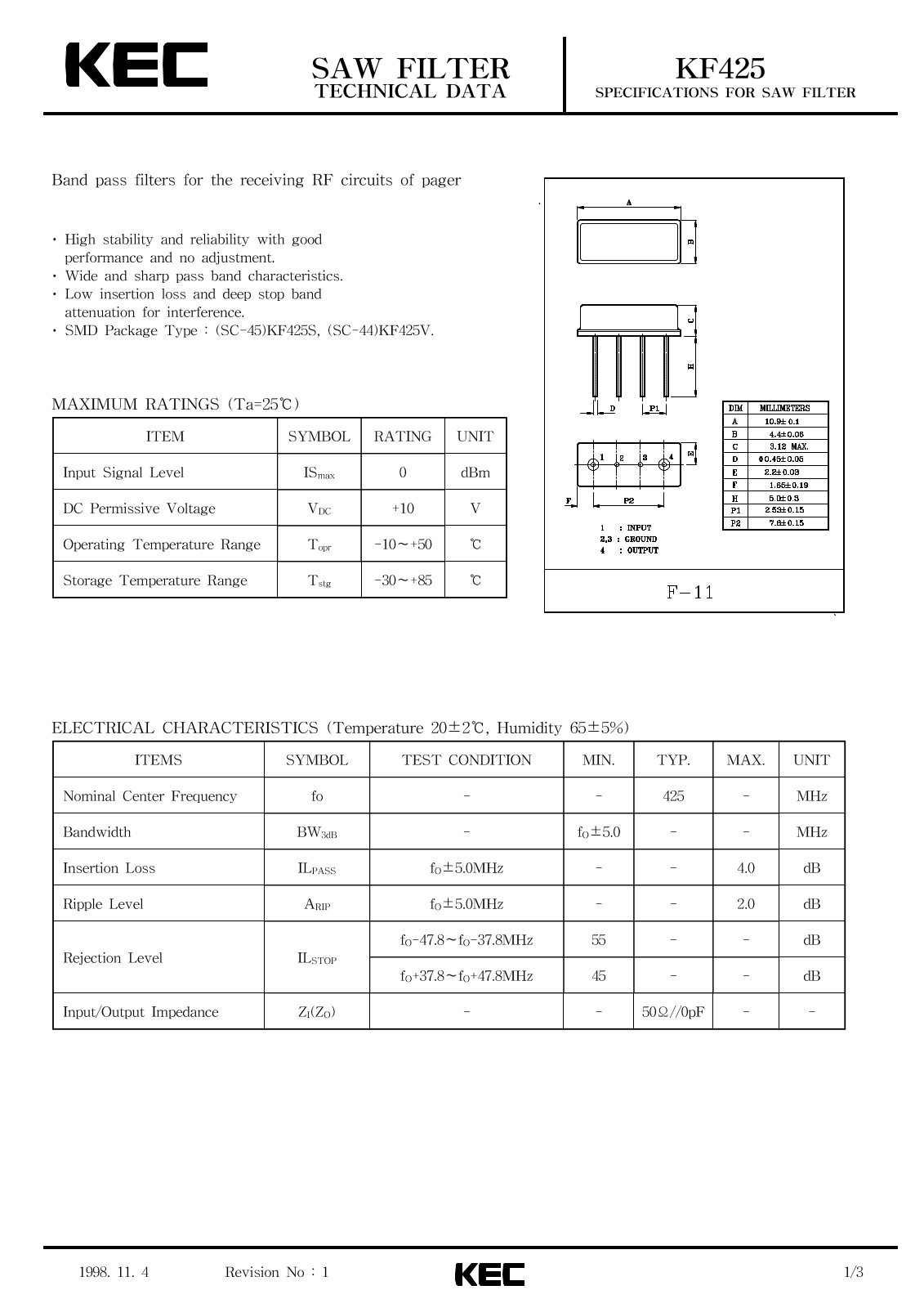 KEC KF425 Datasheet