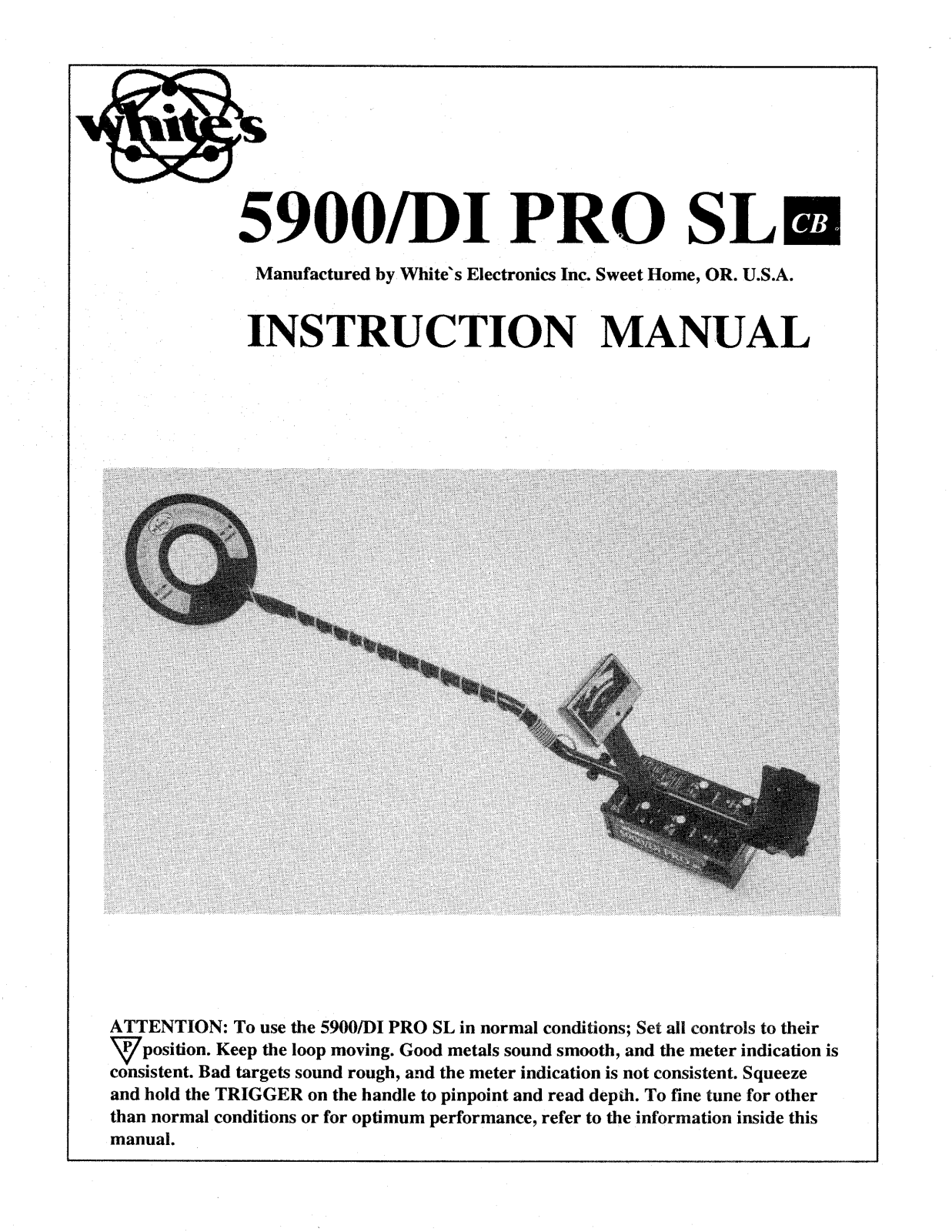 Whites Electronics CM 5900 DI PRO SL CB User Manual