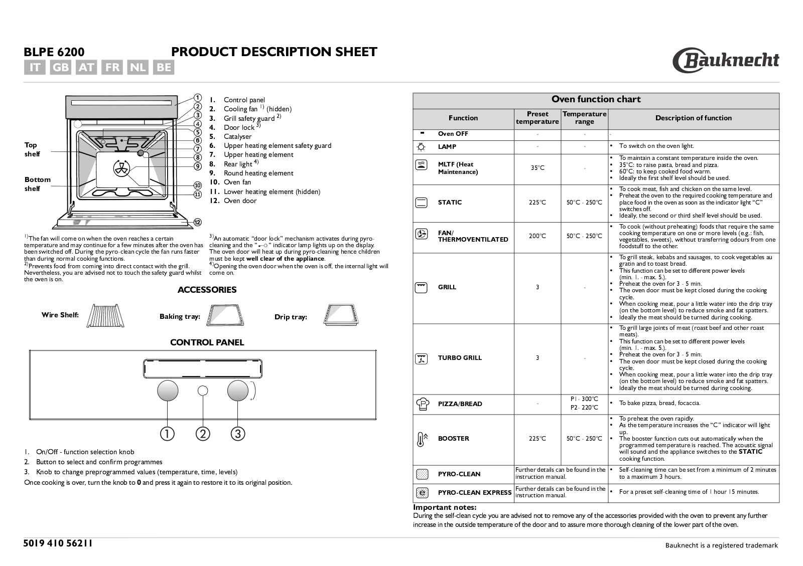 Whirlpool BLPE 6200 IN INSTRUCTION FOR USE