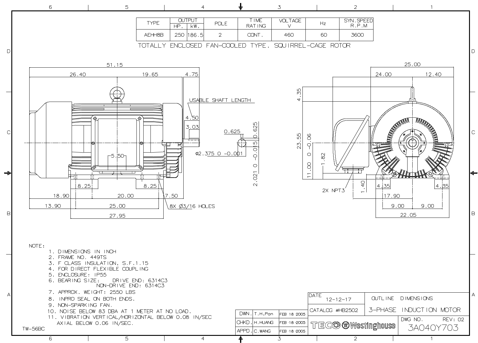 Teco HB2502 Reference Drawing