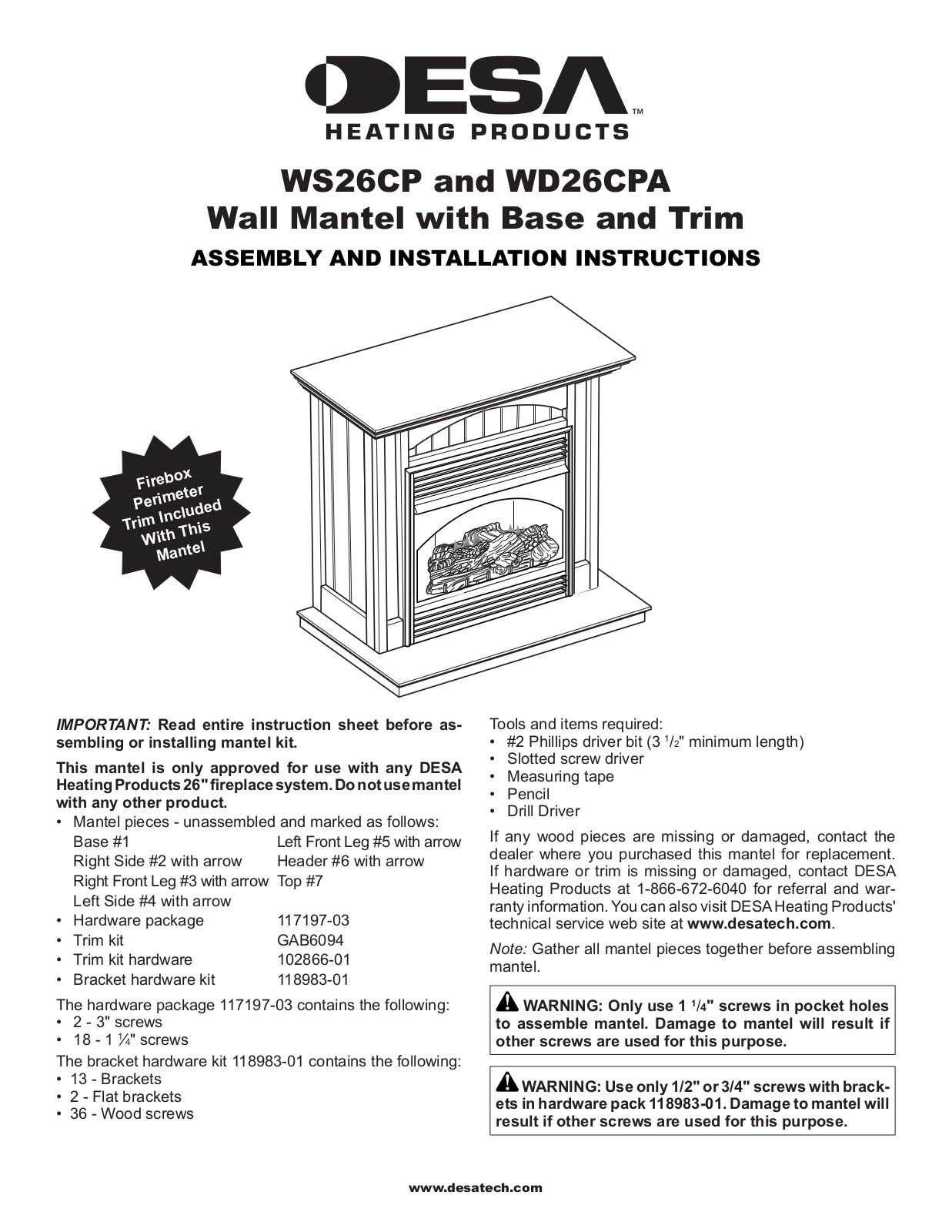 Desa WS26CP, WD26CPA User Manual