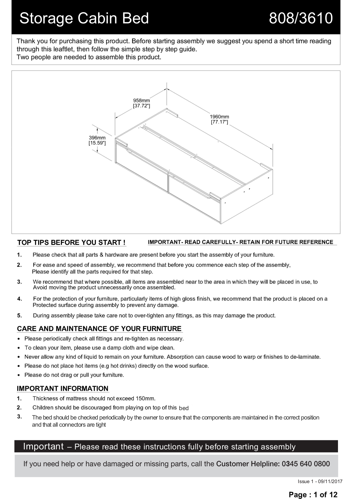 Argos 150.96.077A ASSEMBLY INSTRUCTIONS