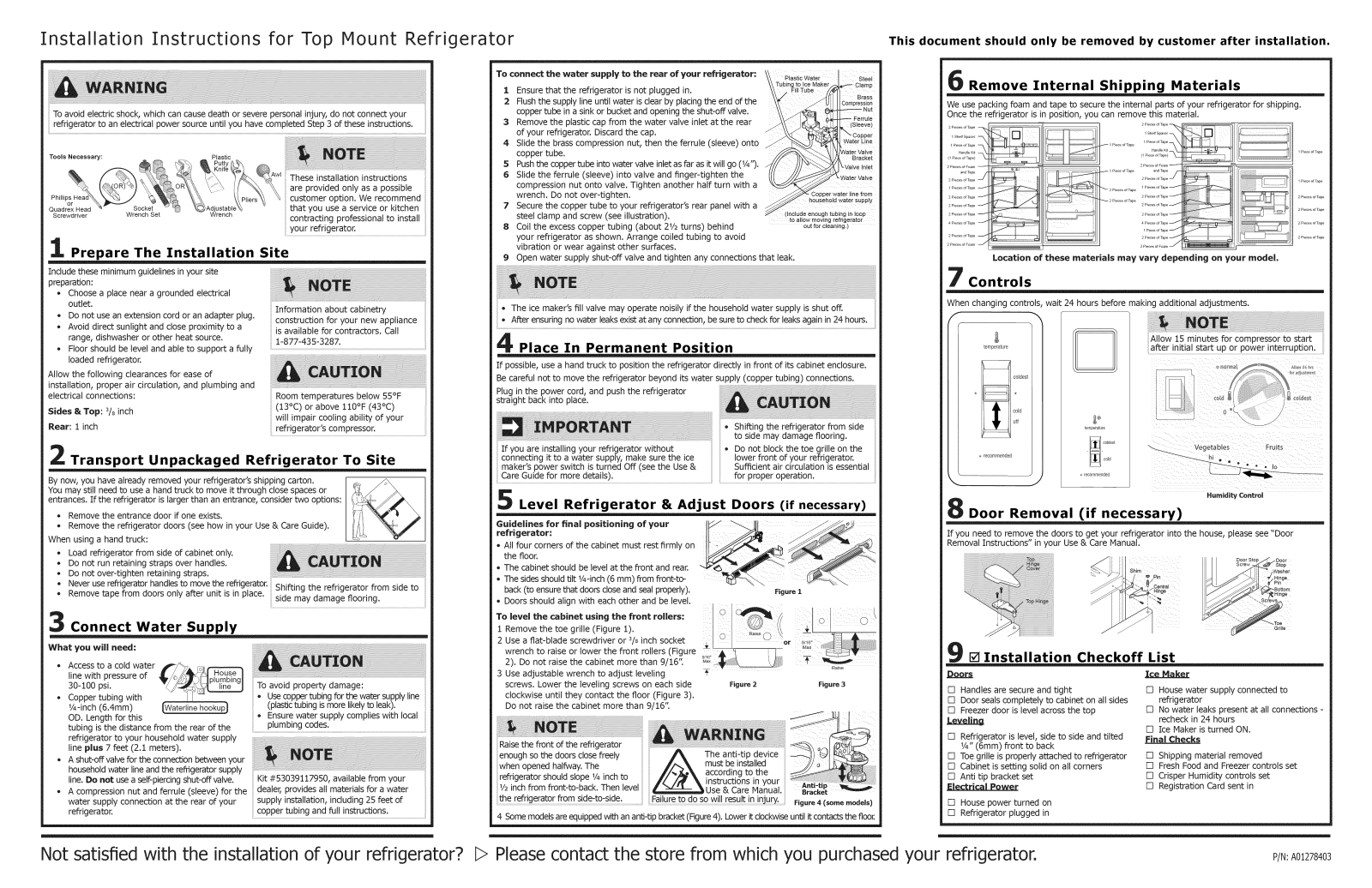 Frigidaire FFHT2021QB1, FFHT2021QB2, FFHT2021QS1, FFHT2021QS2, FFHT2021QS3 Installation Guide