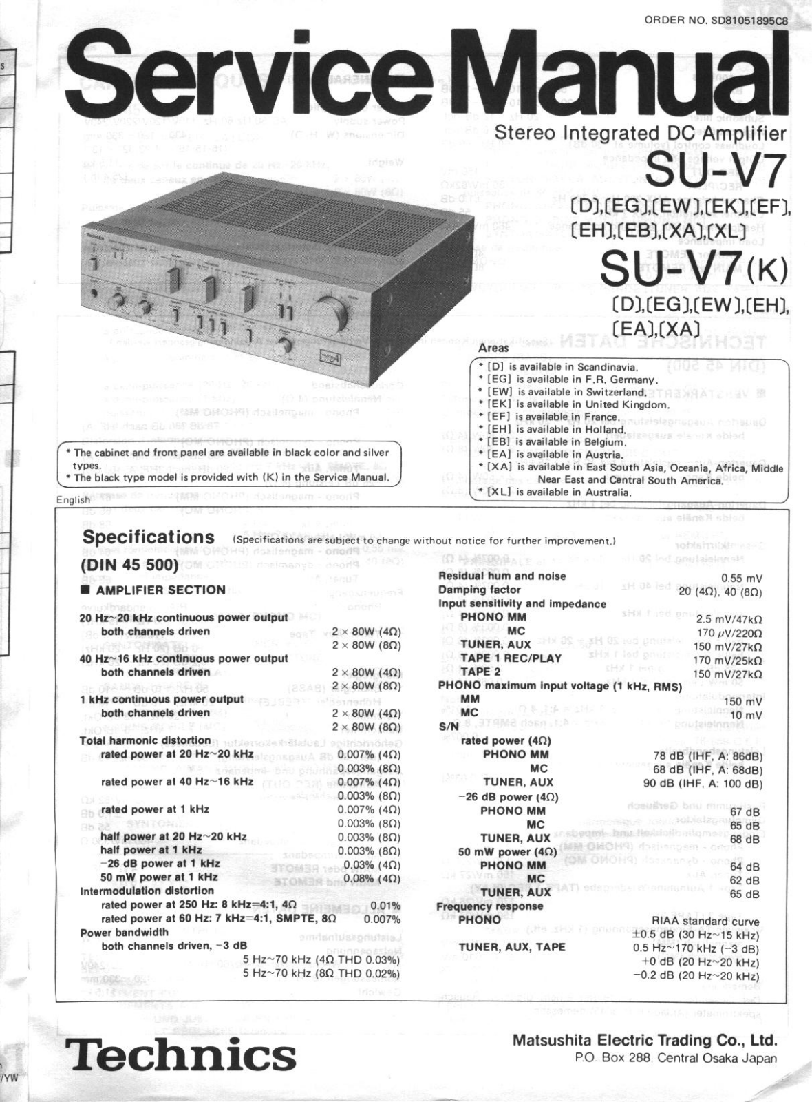 Technics SUV-7 Service manual