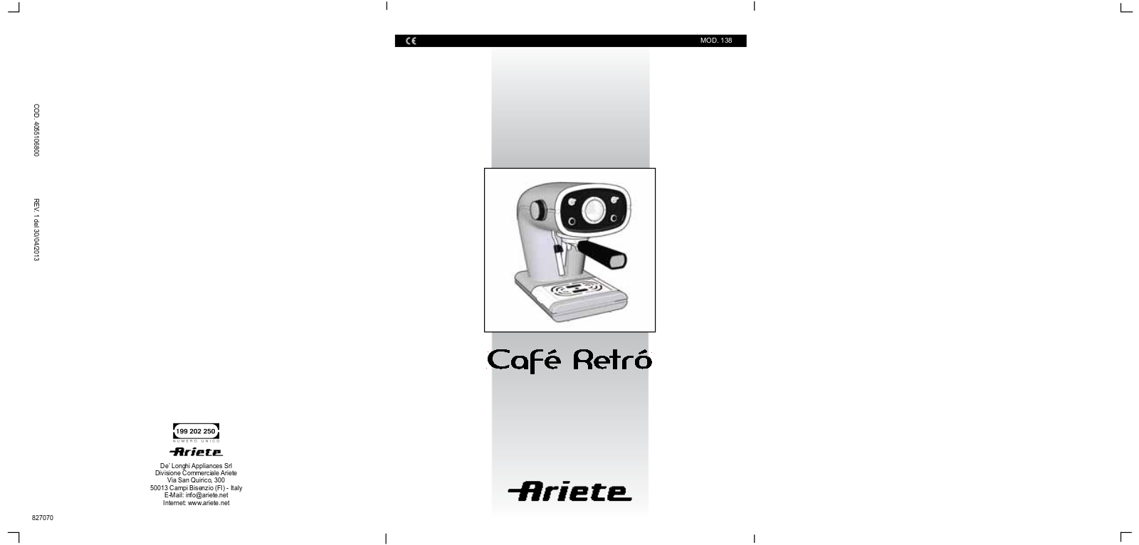 Ariete 1388 User Manual