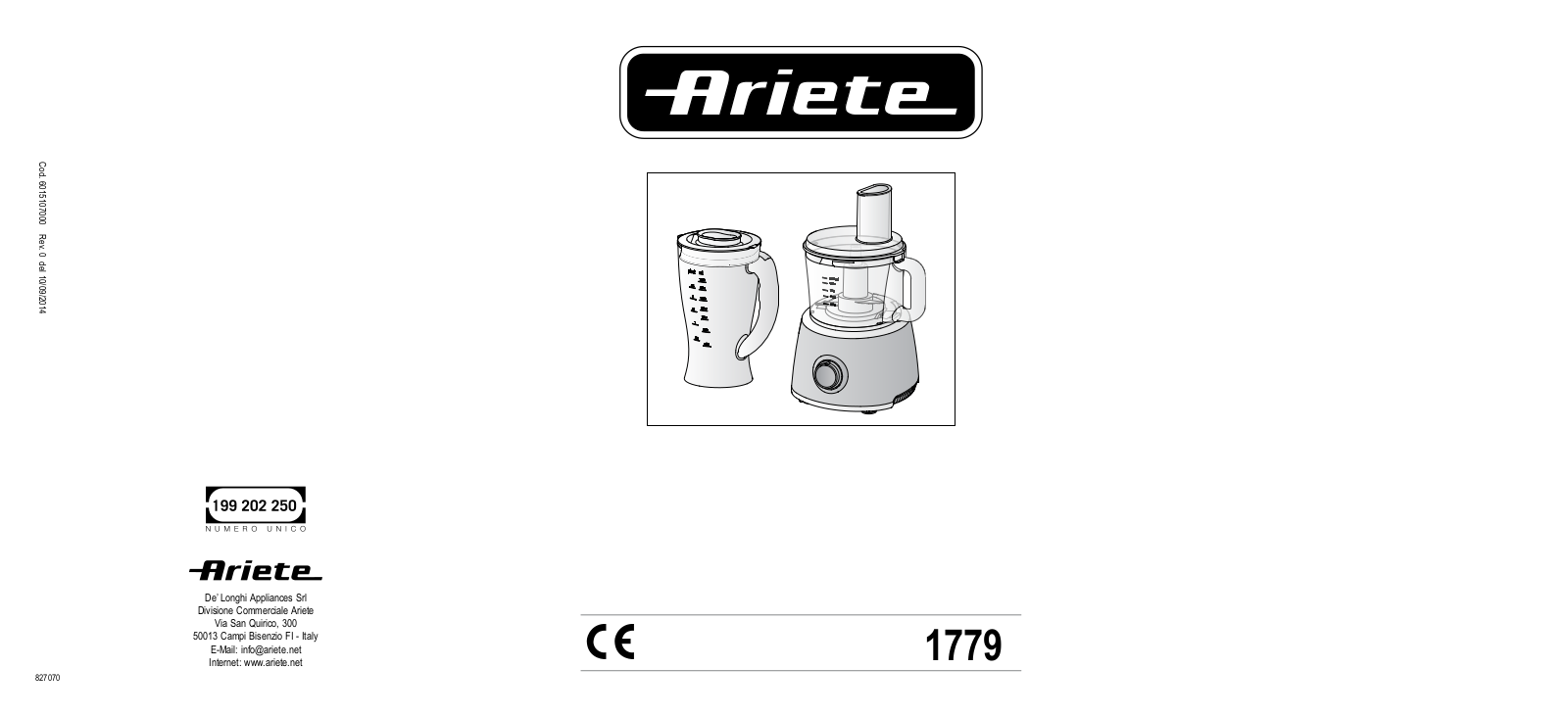 Ariete 1779 User Manual