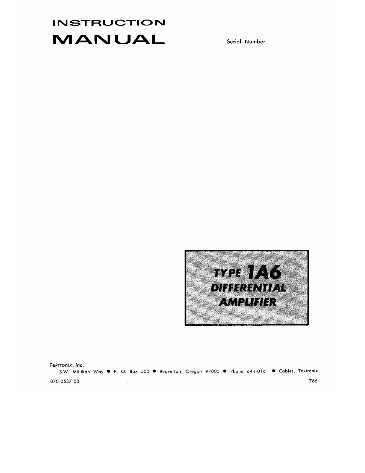 Tektronix 1A6 Service manual