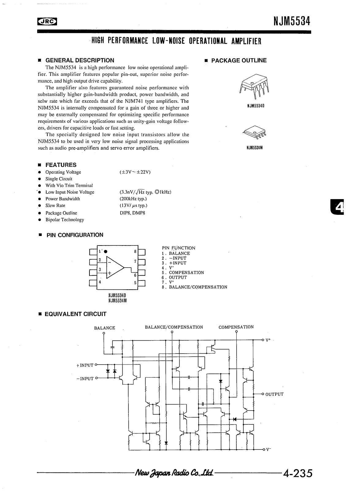 JRC NJM5534D, NJM5534M Datasheet