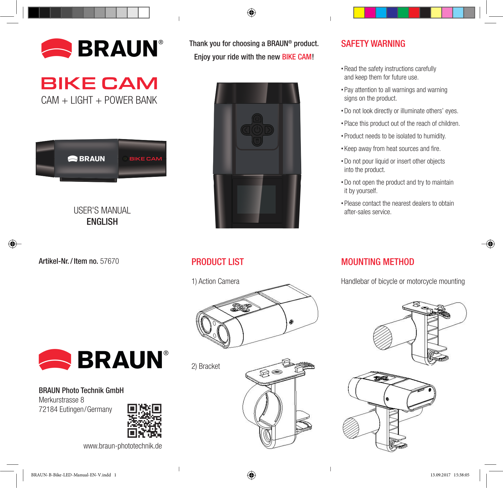 BRAUN PHOTO TECHNIK Bike Cam Instruction Manual