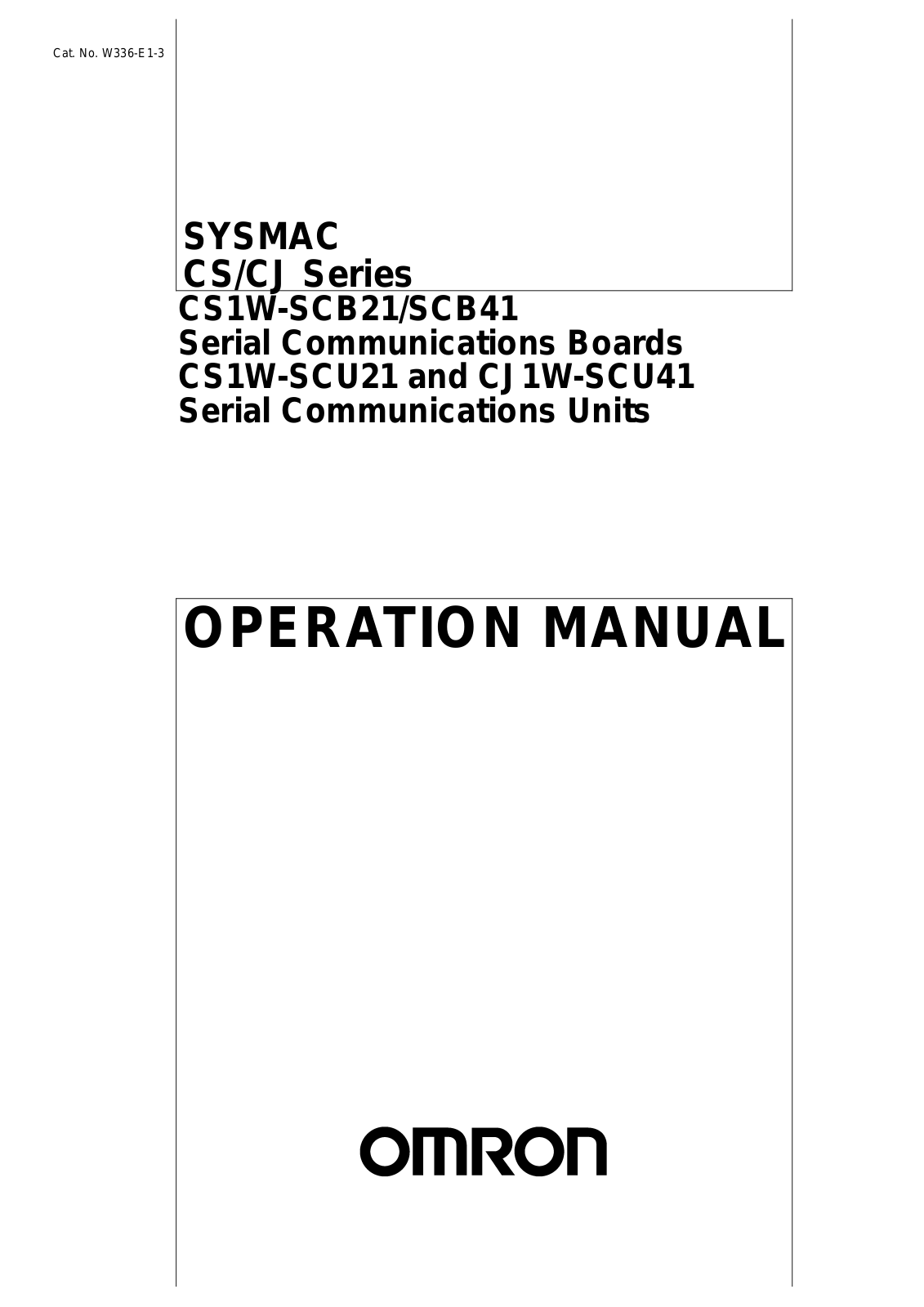 Omron CS1W-SCU21, CJ1W-SCU41 Operation Manual