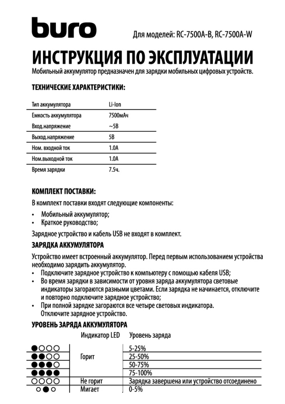 Buro RC-7500A-B User Manual