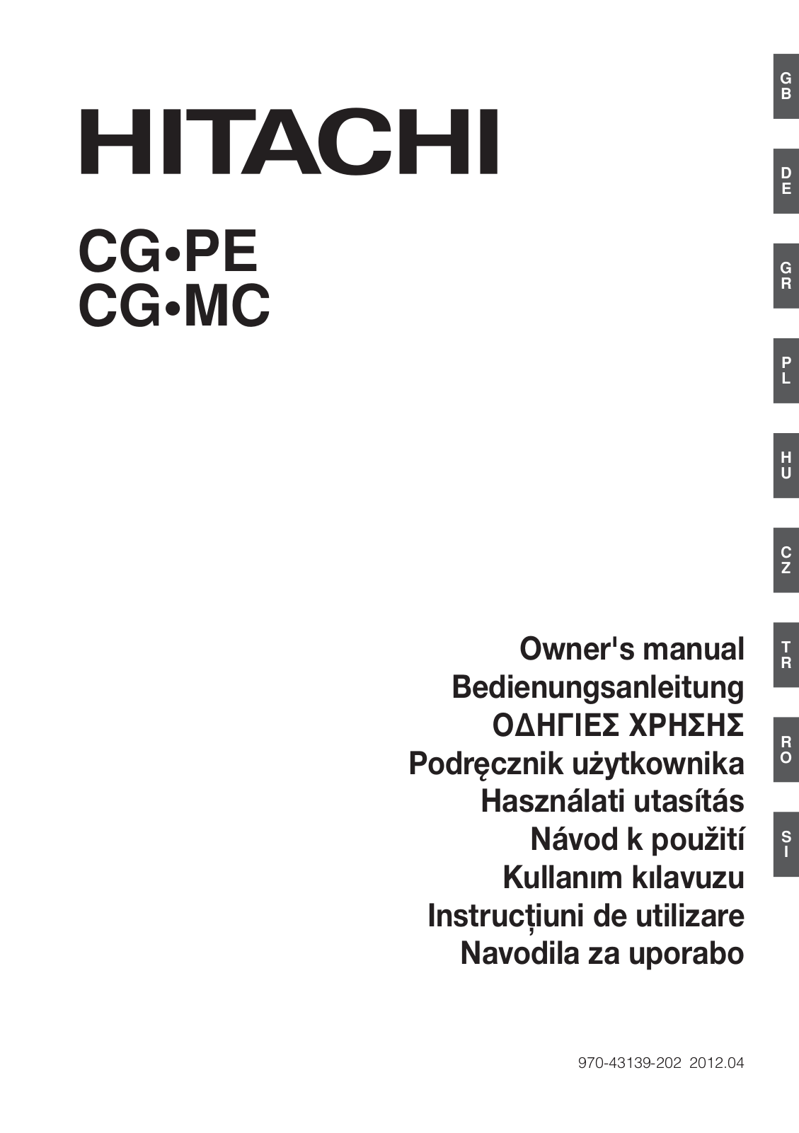 Hitachi CG-PE, CG-MC Owner's Manual