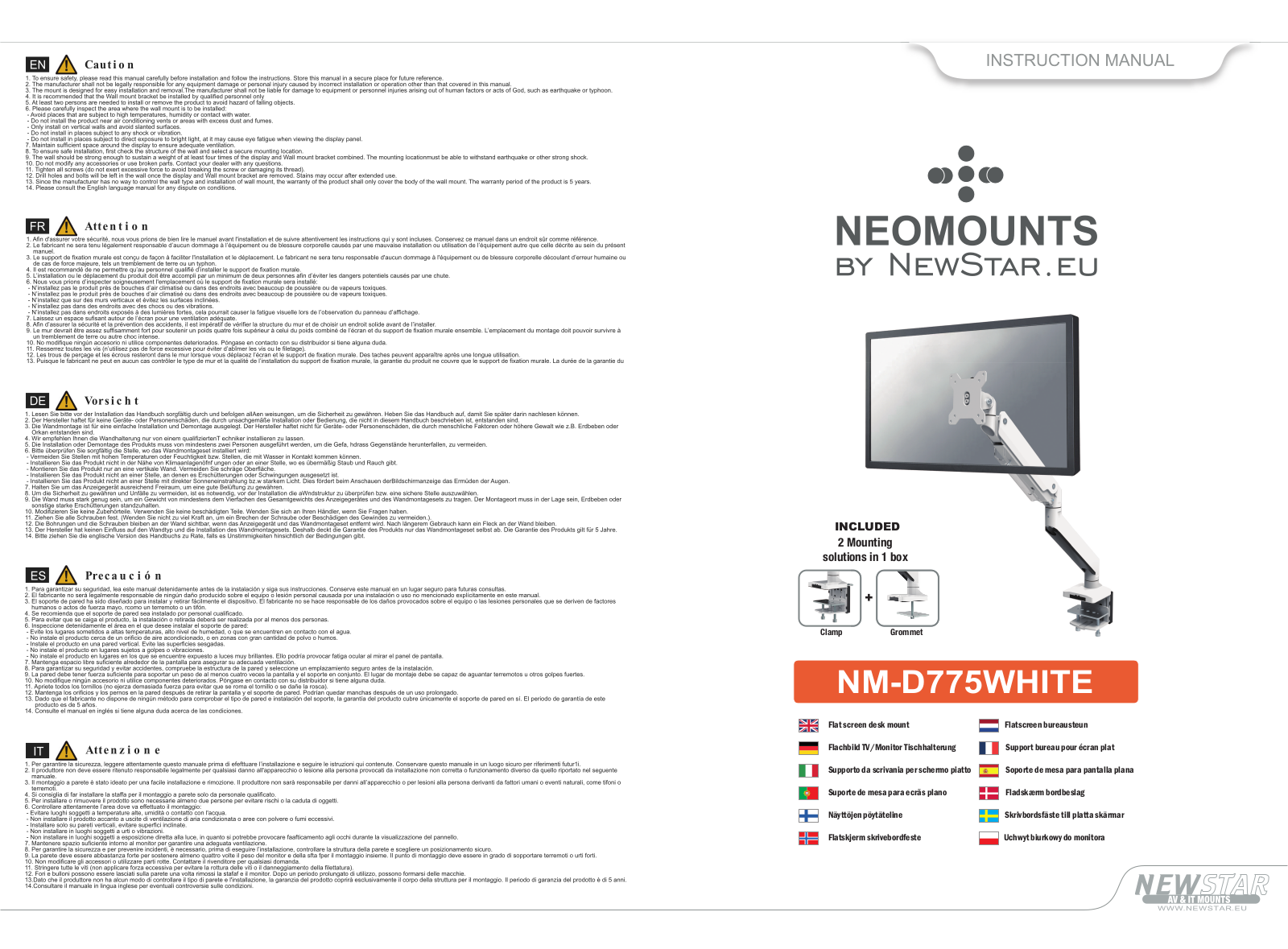 Newstar NM-D775WIT User manual