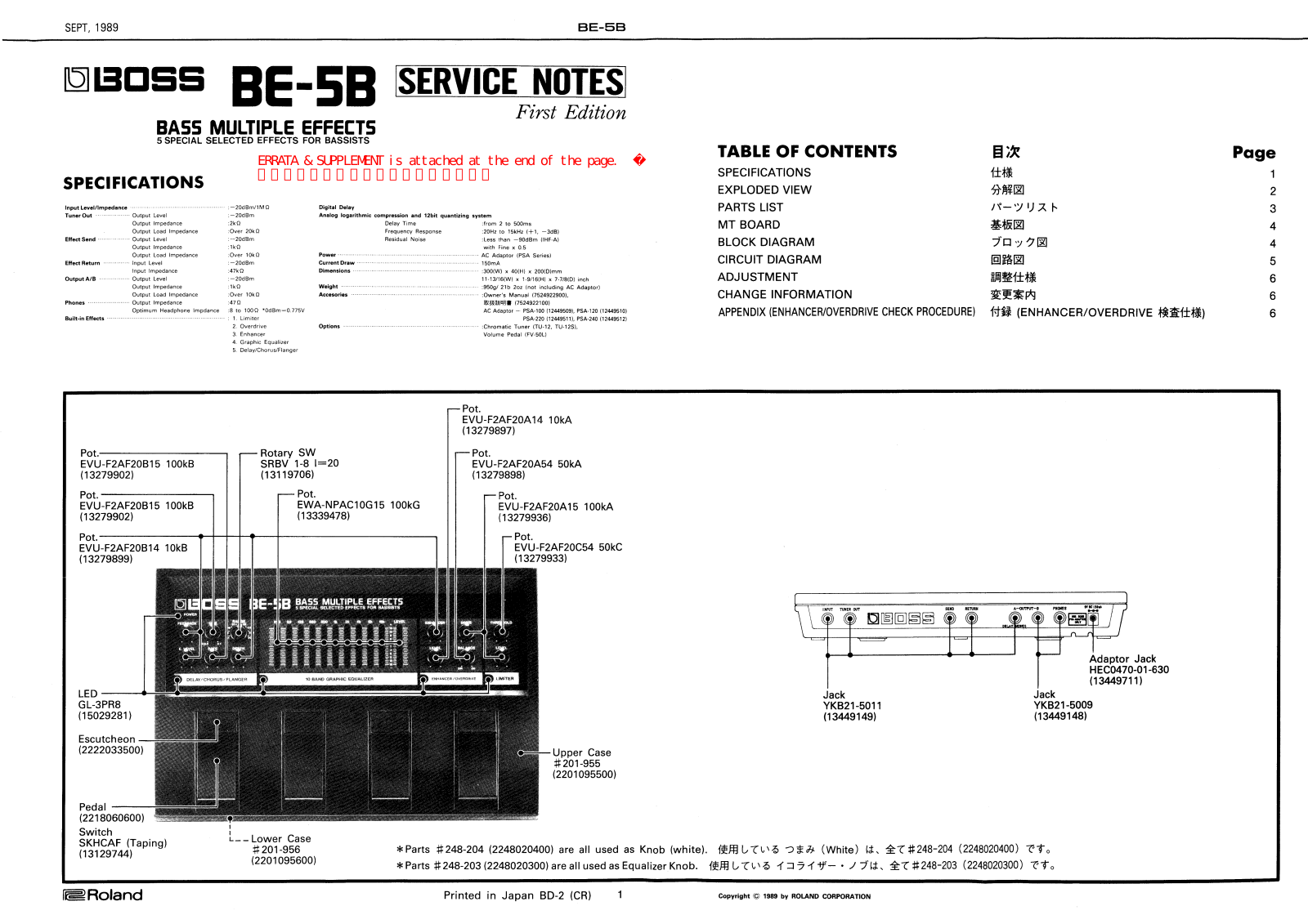 Boss BE-5B Service Manual