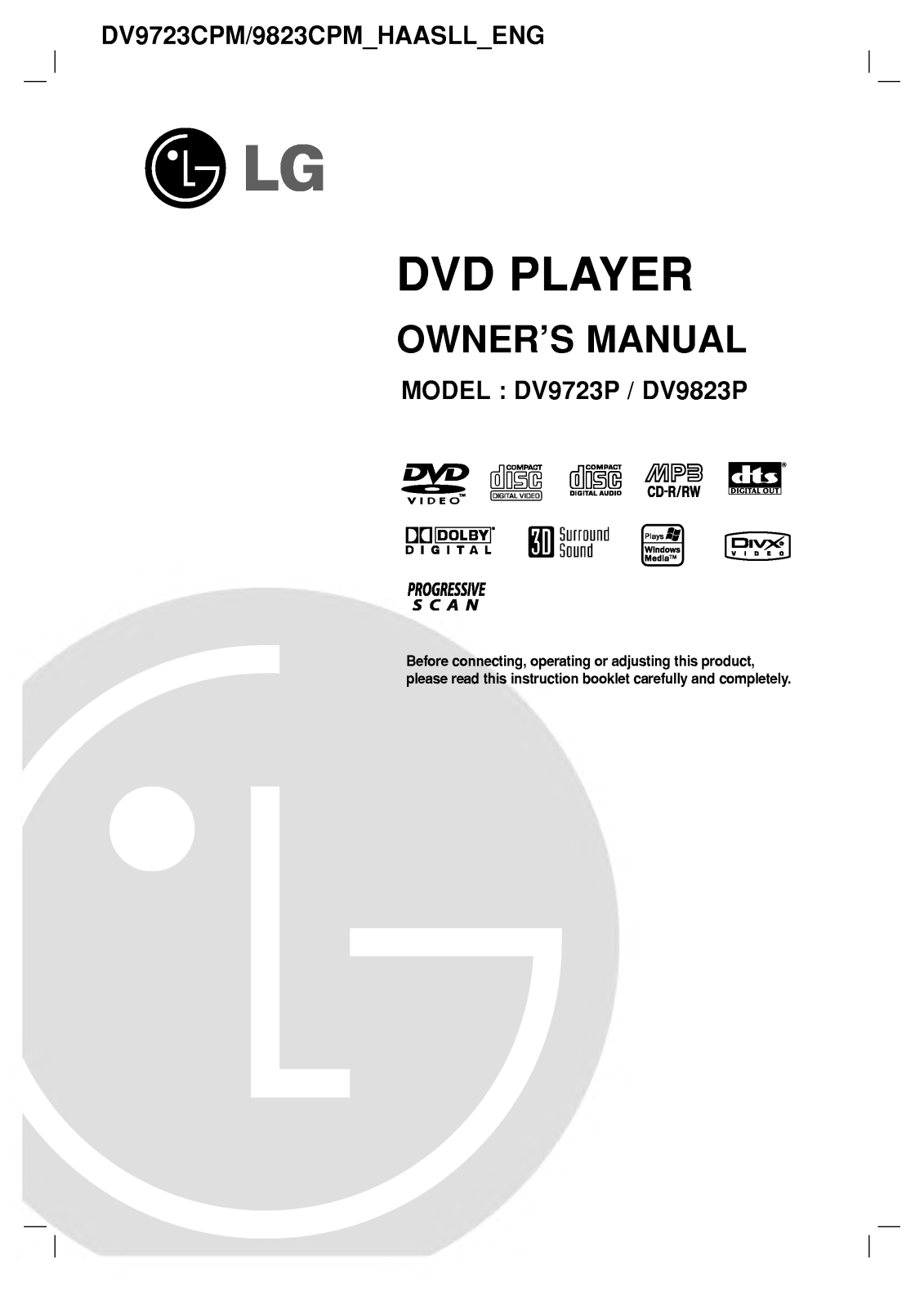 LG DV9823P User Manual