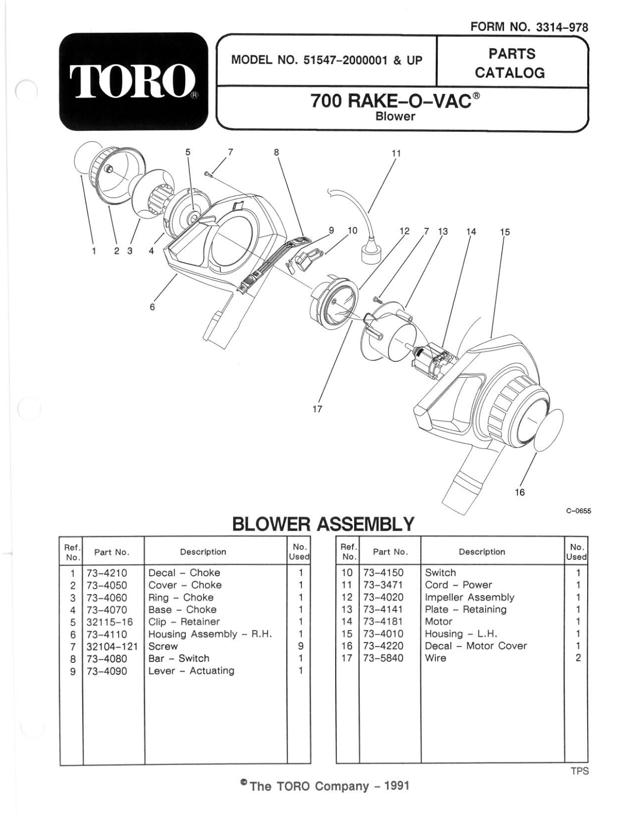 Toro 51547 Parts Catalogue