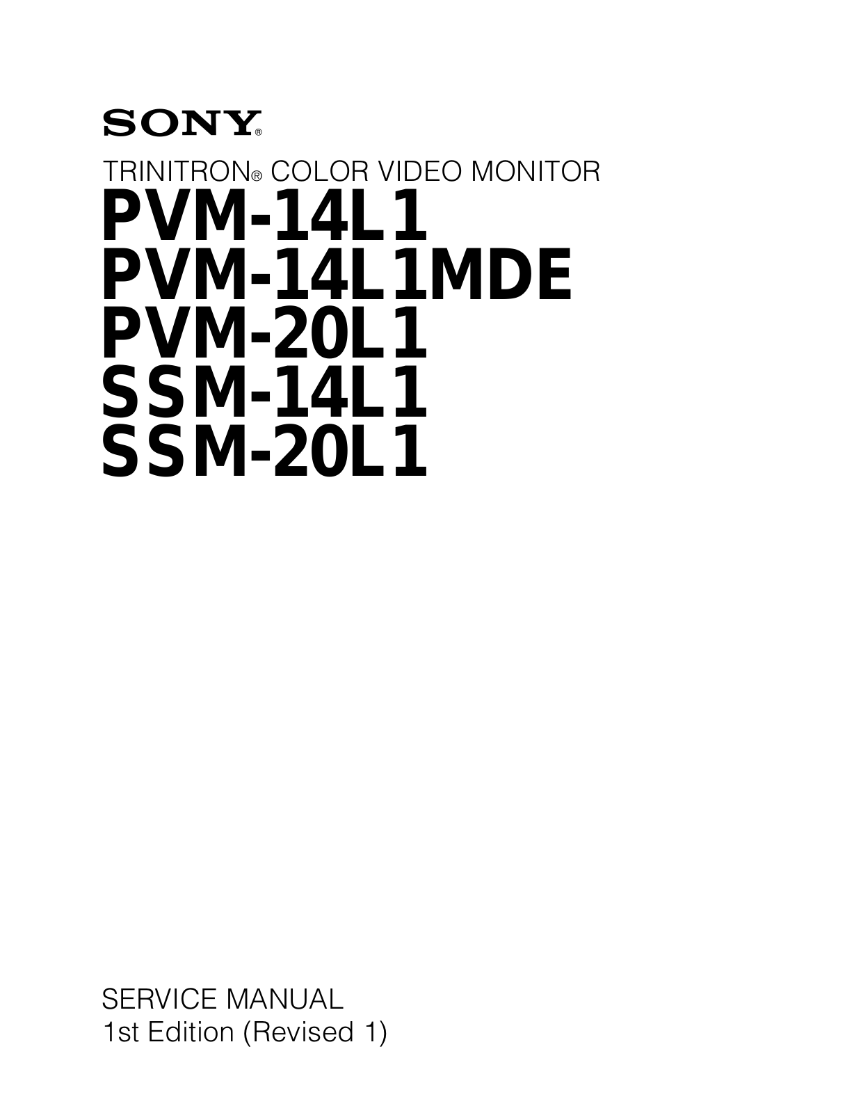 Sony PVM-9L1, PVM-14L1, PVM-20L1, PVM-SSM-14L1 Service Manual