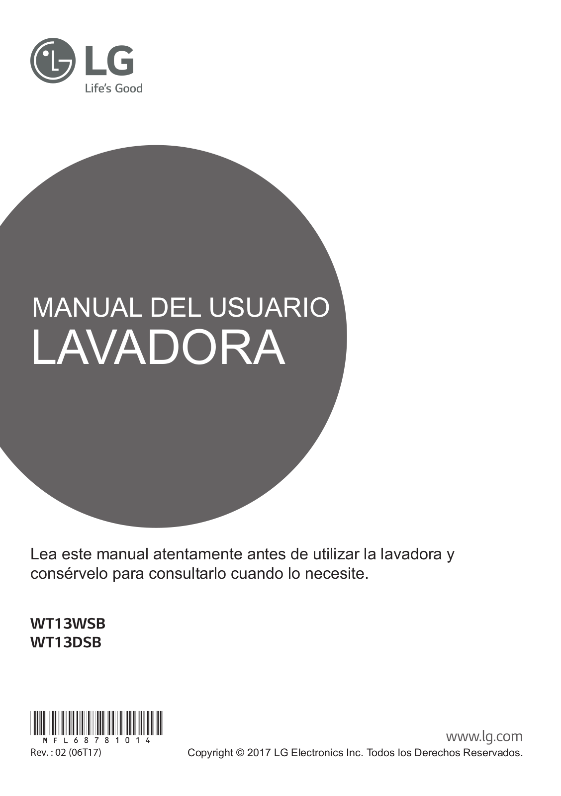 LG WT13DSB User Manual